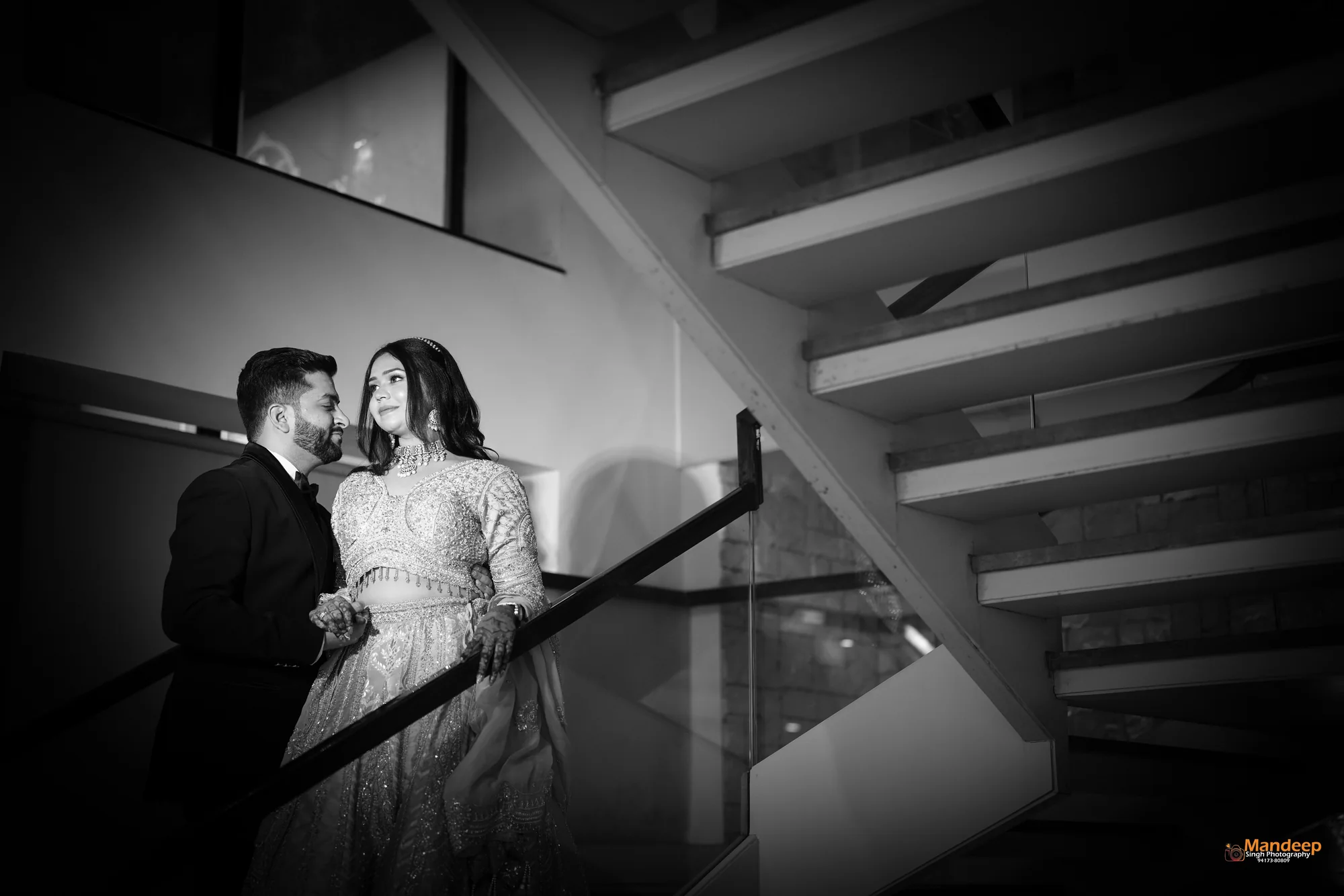 Tanya and Vyom together on a staircase